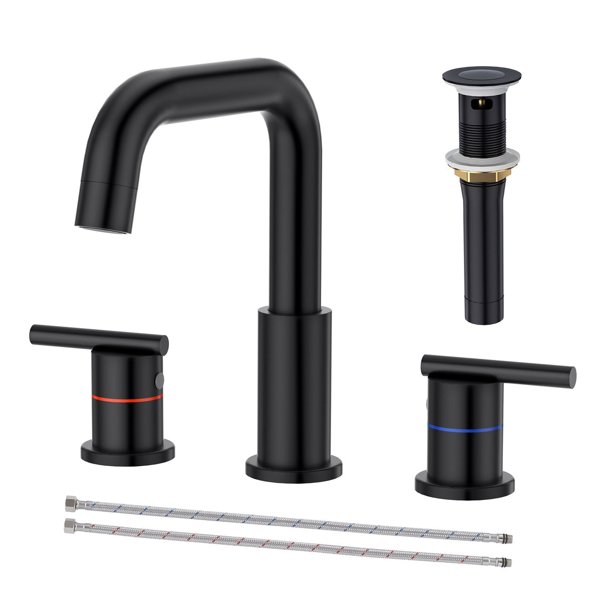 Matte black 8-inch widespread bathroom faucet