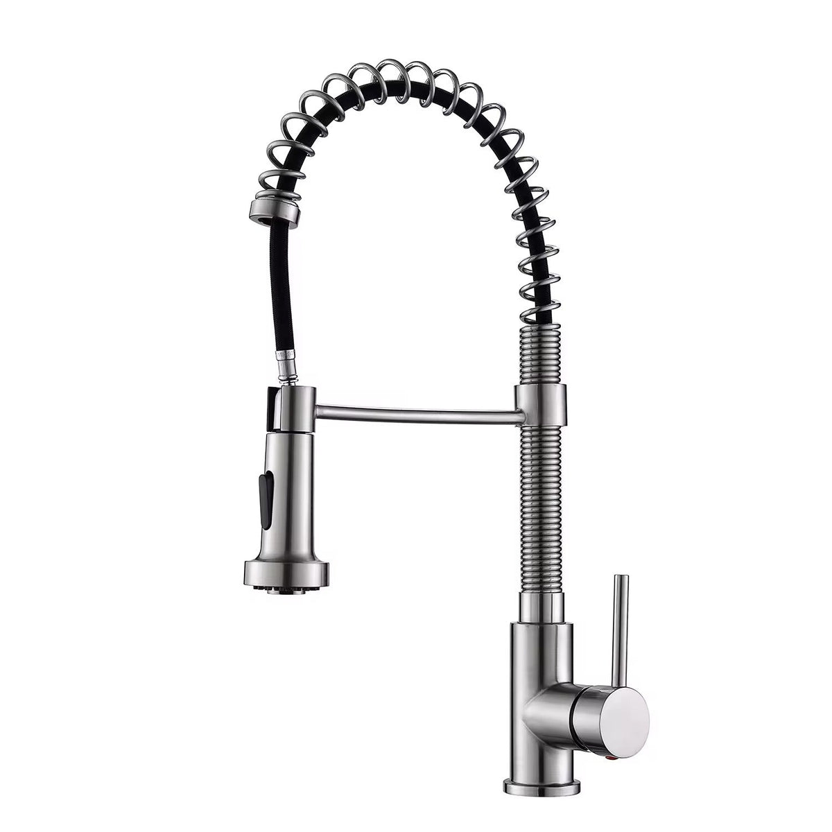 Single-handle spring-neck kitchen faucet