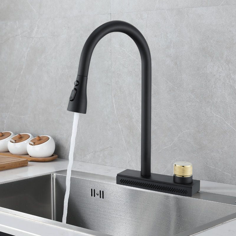 Nero matte black pull-down kitchen faucet with deck plate