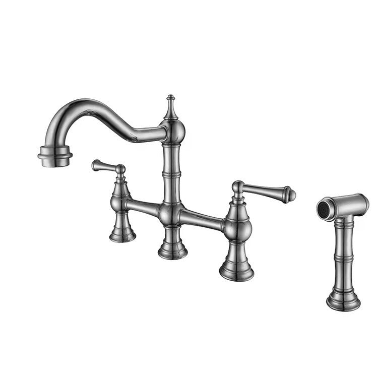Heritage bridge faucet, brushed nickel