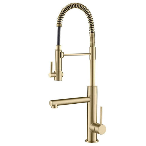 Atelier brushed gold pro-style kitchen faucet with pot filler