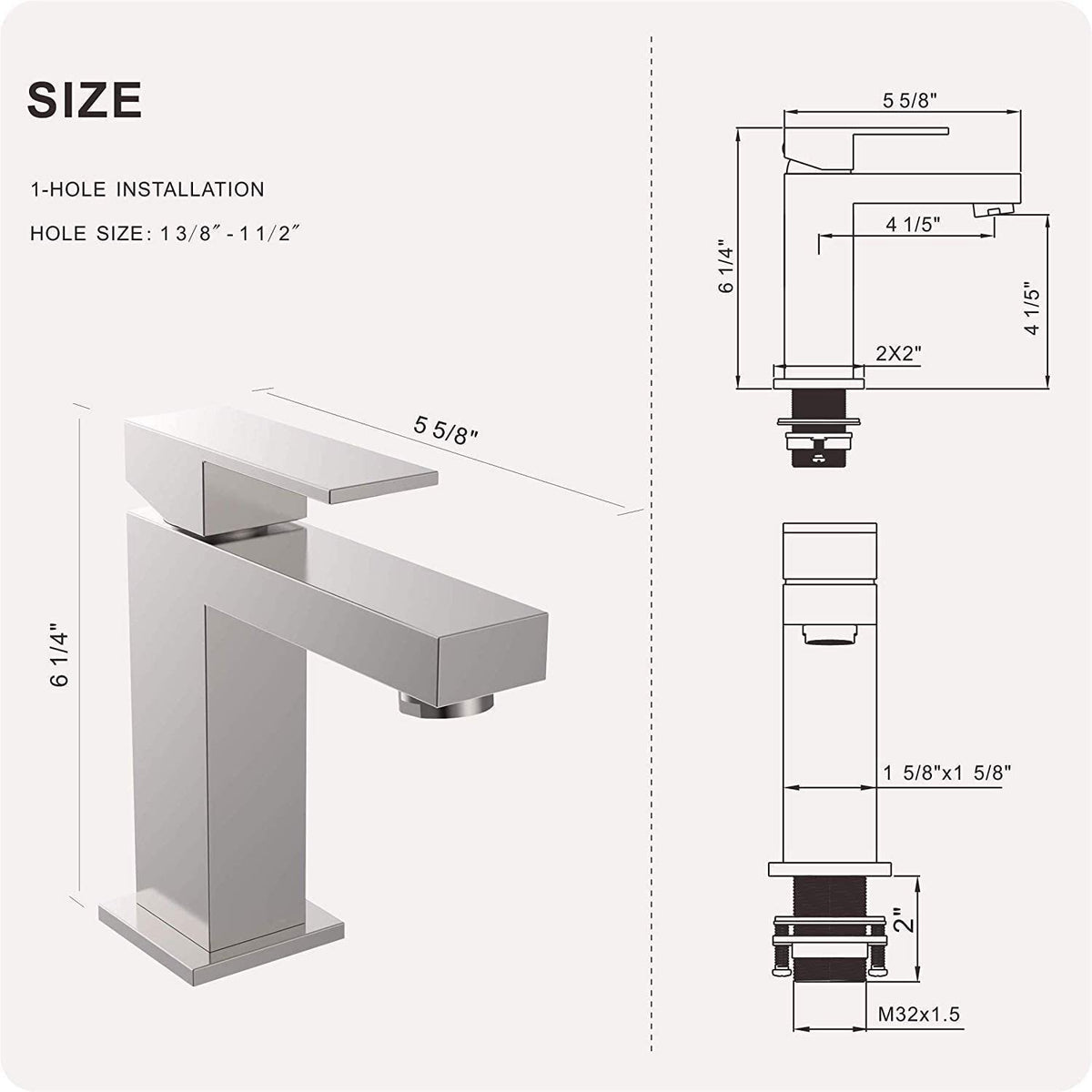 Quadra basin faucet dimensions