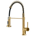 Gilt brushed gold and black spring pull-down kitchen faucet