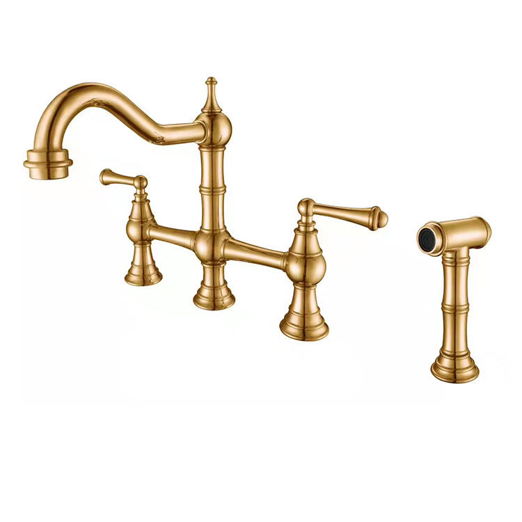 Heritage bridge faucet, brushed gold