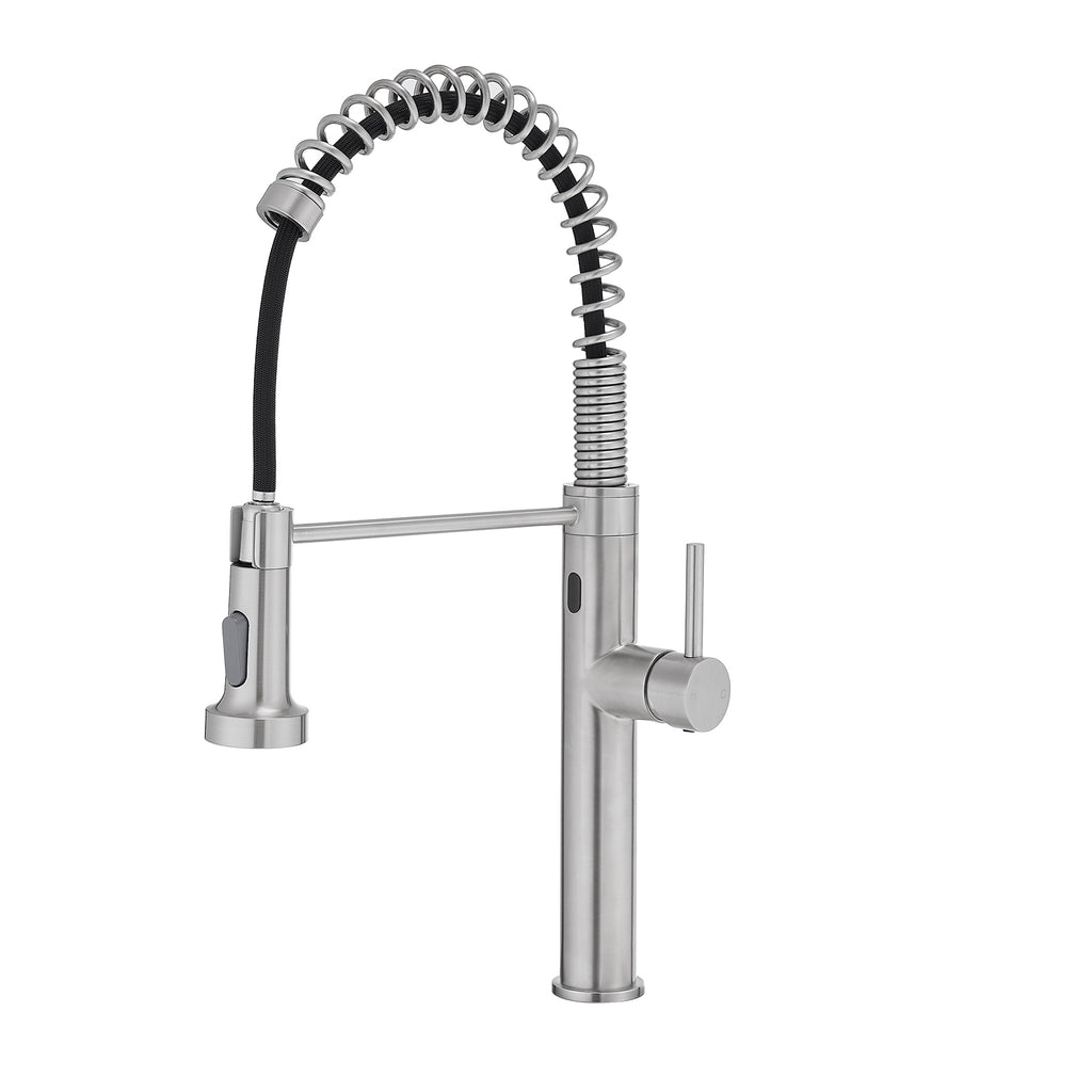 Aria brushed nickel touchless spring pull-down kitchen faucet