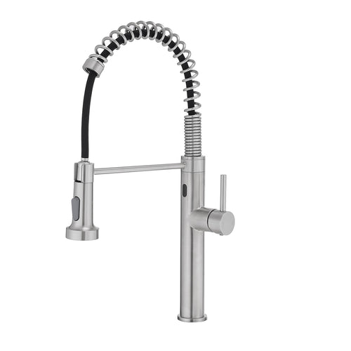 Aria brushed nickel touchless spring pull-down kitchen faucet