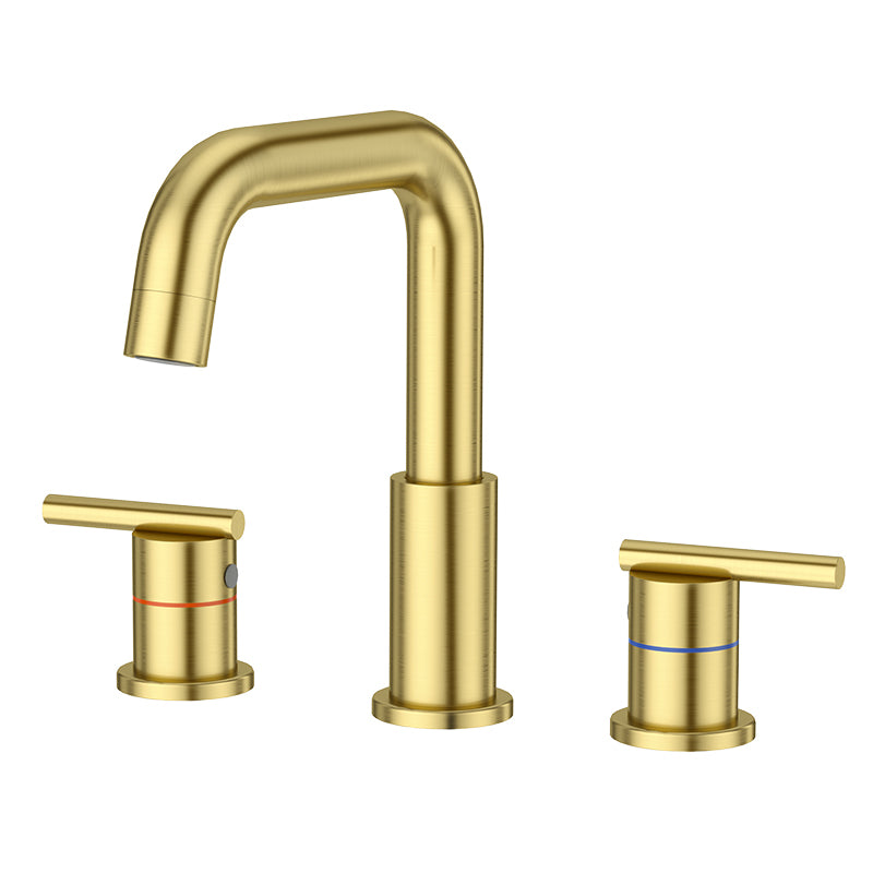 Linea widespread faucet, brushed gold