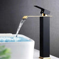 Cascade waterfall faucet, matte black and brushed gold