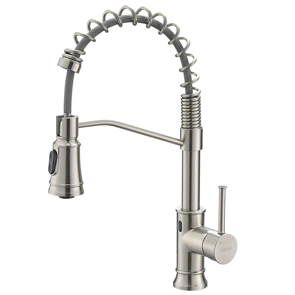 Harbour touchless pull-down kitchen faucet, brushed nickel, front view