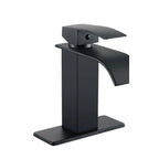 Shale waterfall basin faucet, matte black, with deck plate