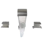 Tide widespread waterfall faucet, brushed nickel, front view